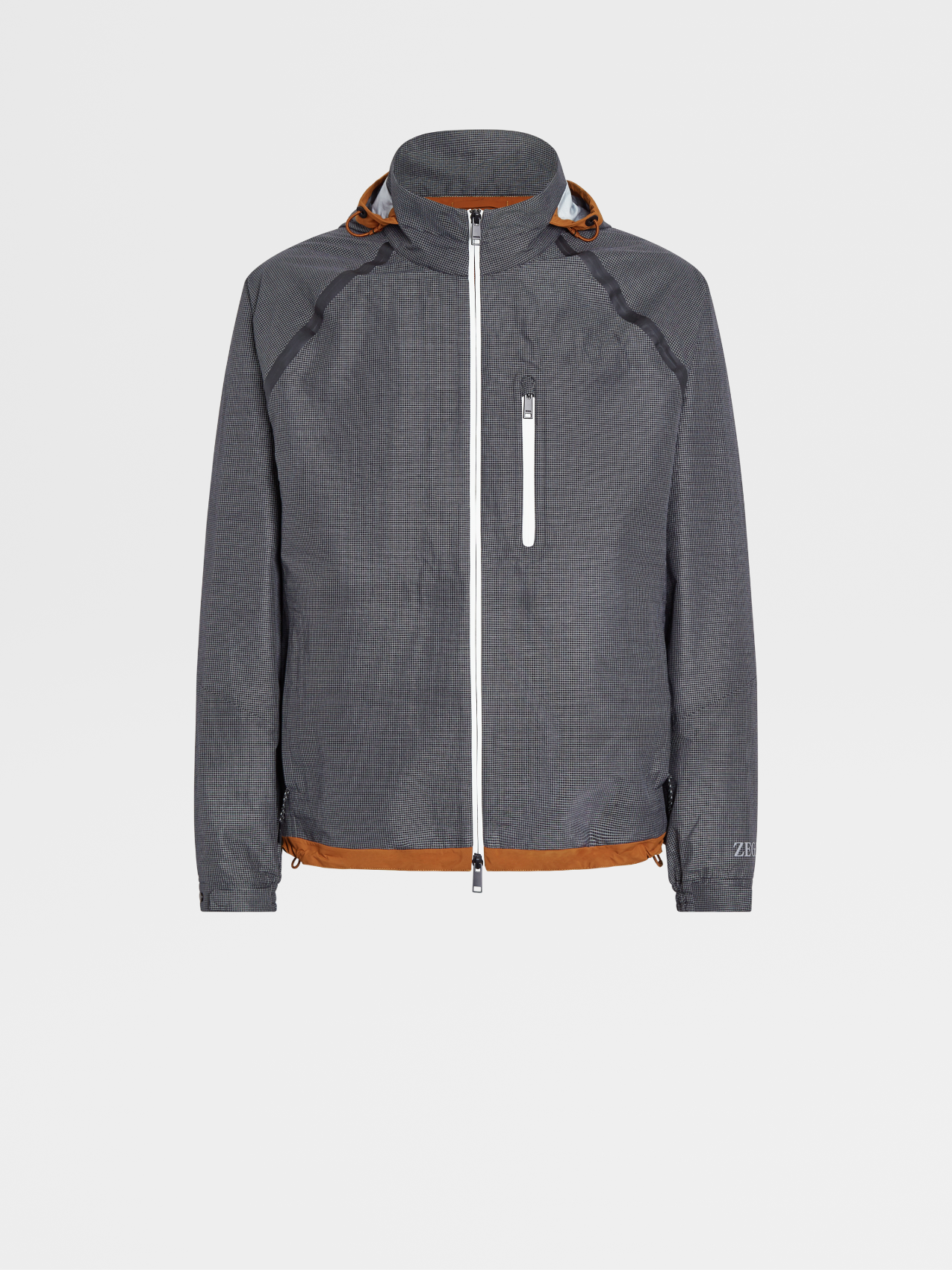 Black and White Ripstop Wool with Dyneema® 3-layer Hooded Blouson